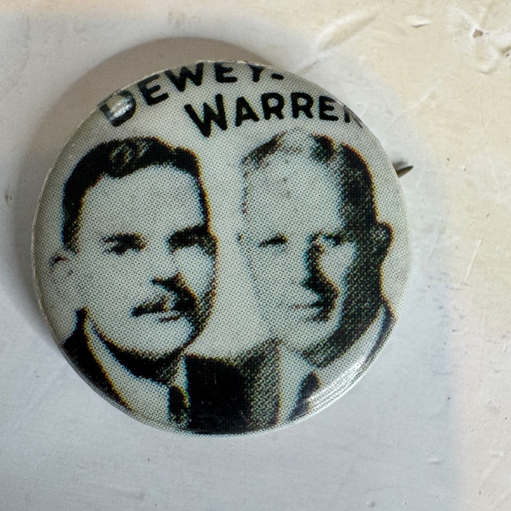 Vintage 1972 Liberty Mint Reproduction Button Dewey Warren 1948 Campaign 7/8 in